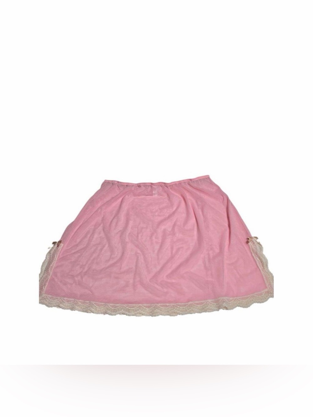 Vintage Y2K 2000s Victoria’s Secret pink sheer mesh lace trim mini slip skirt